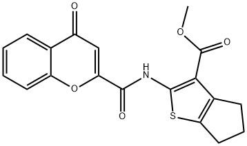 methyl 2-(4-oxo-4H-chromene-2-carboxamido)-5,6-dihydro-4H-cyclopenta[b]thiophene-3-carboxylate,477570-49-3,结构式