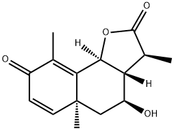 4β-ヒドロキシ-3β,5aα,9-トリメチル-3,3aβ,4,5,5a,9bα-ヘキサヒドロナフト[1,2-b]フラン-2,8-ジオン 化学構造式