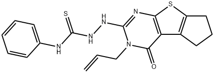 2-(3-allyl-4-oxo-3,5,6,7-tetrahydro-4H-cyclopenta[4,5]thieno[2,3-d]pyrimidin-2-yl)-N-phenylhydrazinecarbothioamide Structure