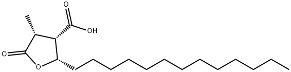 (2S)-Tetrahydro-4β-methyl-5-oxo-2-tridecyl-3β-furancarboxylic acid Struktur