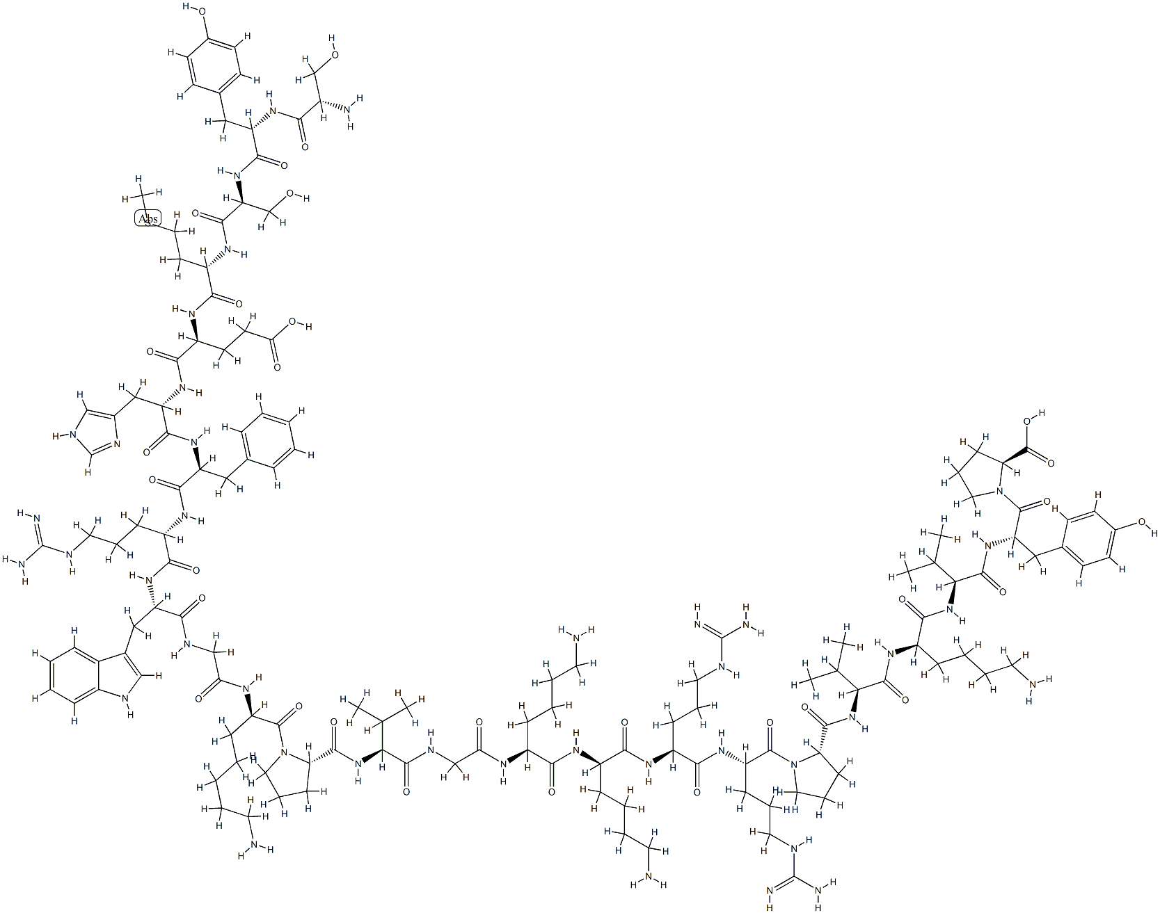 (D-LYS16)-ACTH (1-24) (ヒト, ウシ, マウス, ヒツジ, ブタ, ウサギ, ラット) 化学構造式