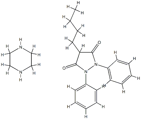 4-butyl-1,2-diphenylpyrazolidine-3,5-dione, compound with piperazine (1:1)  Structure
