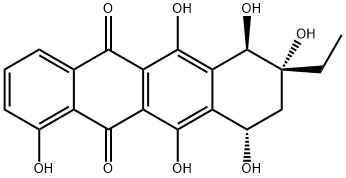 7,8,9,10-テトラヒドロ-8β-エチル-1,6,7β,8,10α,11-ヘキサヒドロキシナフタセン-5,12-ジオン 化学構造式