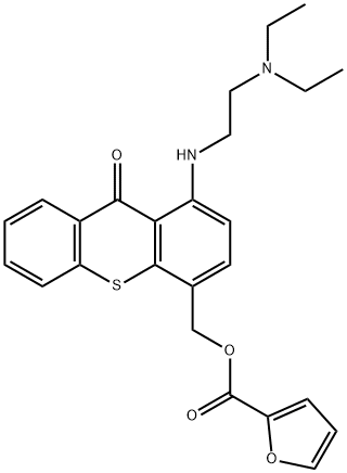 1-[[2-(ジエチルアミノ)エチル]アミノ]-4-(ヒドロキシメチル)-9H-チオキサンテン-9-オン=2-フランカルボキシラート 化学構造式