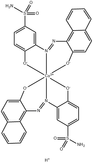 hydrogen bis[4-hydroxy-3-[(2-hydroxy-1-naphthyl)azo]benzenesulphonamidato(2-)]cobaltate(1-) Struktur