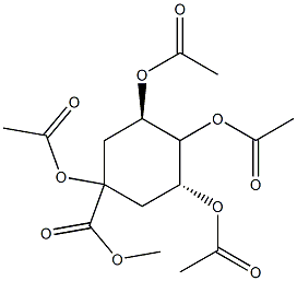 1β,3β,4β,5α-Tetrakis(acetyloxy)cyclohexane-1α-carboxylic acid methyl ester 结构式