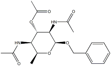 Phenylmethyl 3-O-acetyl-2,4-bis(acetylamino)-2,4,6-trideoxy-β-L-idopyranoside 结构式