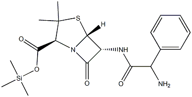 6α-[(R)-Phenyl(amino)acetylamino]penicillanic acid trimethylsilyl ester 结构式