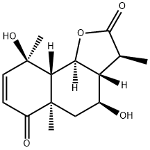3aβ,5,5a,9,9aβ,9bα-ヘキサヒドロ-4β,9β-ジヒドロキシ-3β,5aα,9α-トリメチルナフト[1,2-b]フラン-2,6(3H,4H)-ジオン 化学構造式