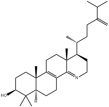 4,4-ジメチル-15-アザ-D-ホモ-5α-エルゴスタ-8,14,24(28)-トリエン-3β-オール 化学構造式