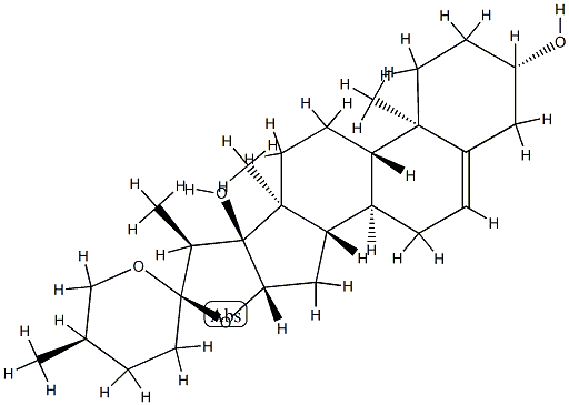 (25R)-スピロスタ-5-エン-3β,17α-ジオール 化学構造式