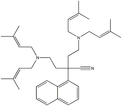 α,α-ビス[2-[ビス(3-メチル-2-ブテニル)アミノ]エチル]-1-ナフタレンアセトニトリル 化学構造式