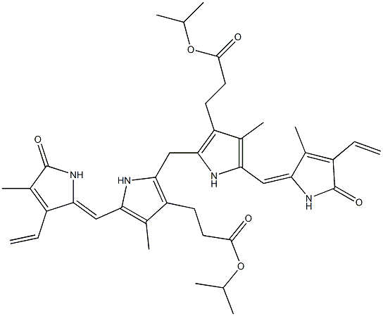 2,17-ジエテニル-1,10,19,22,23,24-ヘキサヒドロ-3,7,13,18-テトラメチル-1,19-ジオキソ-21H-ビリン-8,12-ジプロパン酸ジイソプロピル 化学構造式
