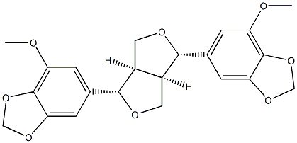 (+)-5,5'-[(1S,3aβ,6aβ)-Tetrahydro-1H,3H-furo[3,4-c]furan-1β,4β-diyl]bis[7-methoxy-1,3-benzodioxole] Struktur