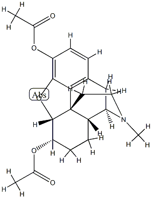 4,5α-エポキシ-17-メチルモルフィナン-3,6α-ジオールジアセタート 化学構造式