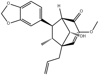 (1R,5R,8-anti)-7β-(1,3-Benzodioxol-5-yl)-8-hydroxy-3-methoxy-6α-methyl-5-(2-propenyl)bicyclo[3.2.1]oct-3-en-2-one 结构式