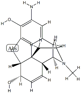 2-アミノ-7,8-ジデヒドロ-4,5α-エポキシ-17-メチルモルフィナン-3,6α-ジオール 化学構造式