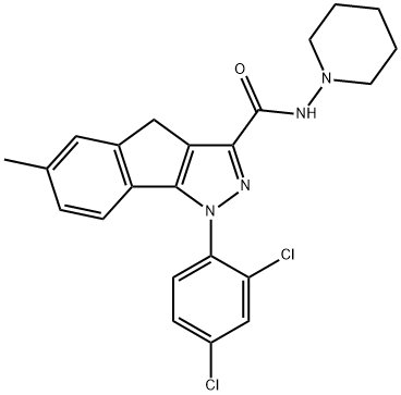 N-(Piperidin-1-yl)-1-(2,4-dichlorophenyl)-1,4-dihydro-6-methylindeno[1,2-c]pyrazole-3-carboxamide, 511532-96-0, 结构式