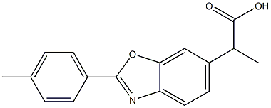 α-Methyl-2-(4-methylphenyl)-6-benzoxazoleacetic acid 结构式