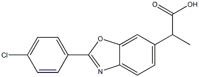 2-(4-クロロフェニル)-α-メチル-6-ベンゾオキサゾール酢酸 化学構造式