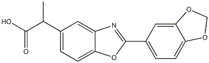 α-Methyl-2-(3,4-methylenedioxyphenyl)-5-benzoxazoleacetic acid Struktur