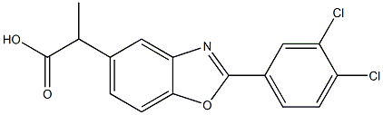 2-(3,4-ジクロロフェニル)-α-メチル-5-ベンゾオキサゾール酢酸 化学構造式