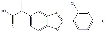 2-(2,4-ジクロロフェニル)-α-メチル-5-ベンゾオキサゾール酢酸 化学構造式
