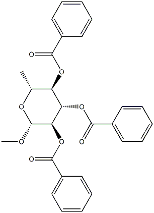 Methyl 2-O,3-O,4-O-tribenzoyl-6-deoxy-β-D-glucopyranoside 结构式