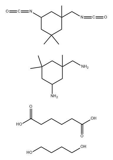 Hexanedioic acid, polymer with 5-amino-1,3,3-trimethylcyclohexanemethanamine, 1,4-butanediol and 5-isocyanato-1-(isocyanatomethyl)-1,3,3-trimethylcyclohexane Struktur
