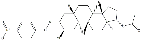 17β-Acetyloxy-2α-chloro-5α-androstan-3-one O-(p-nitrophenyl)oxime Struktur