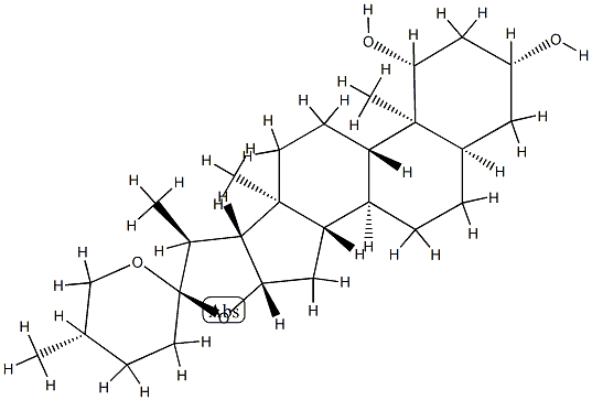(25S)-5β-スピロスタン-1β,3β-ジオール 化学構造式