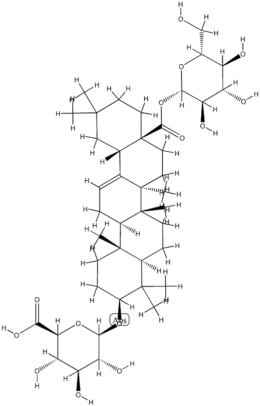 3β-(β-D-グルコピラヌロノシルオキシ)オレアナ-12-エン-28-酸28-β-D-グルコピラノシル 化学構造式