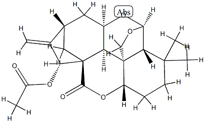 (10bS)-1,2,3,3aβ,6,7,8,9,10,10aα,13,13aβ-ドデカヒドロ-6α-アセトキシ-1,1-ジメチル-7-メチレン-5H-10β,13β-エポキシ-5aβ,8β-メタノシクロヘプタ[c]フロ[3,4-e][1]ベンゾピラン-5-オン 化学構造式
