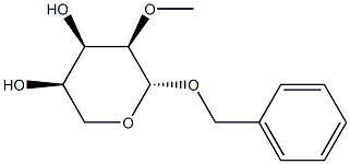 ベンジル2-O-メチル-β-D-リボピラノシド 化学構造式