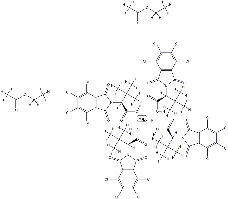 Tetrakis[N-tetrachlorophthaloyl-(S)-tert-leucinato]dirhodium Bis(ethyl Acetate) Adduct Struktur