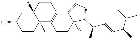 (22E)-5α-Ergosta-8,14,22-trien-3β-ol,516-88-1,结构式