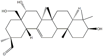 (20S)-3β,16α,28-Trihydroxyolean-12-en-29-al Struktur