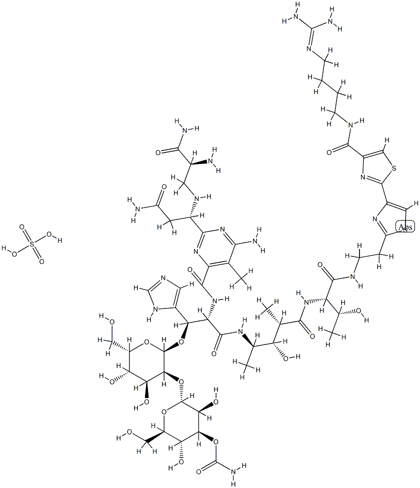 Bleomycinamide, N1-[4-[(aminoiminomethyl)amino]butyl]-, sulfate (1:1) (salt)  Structure