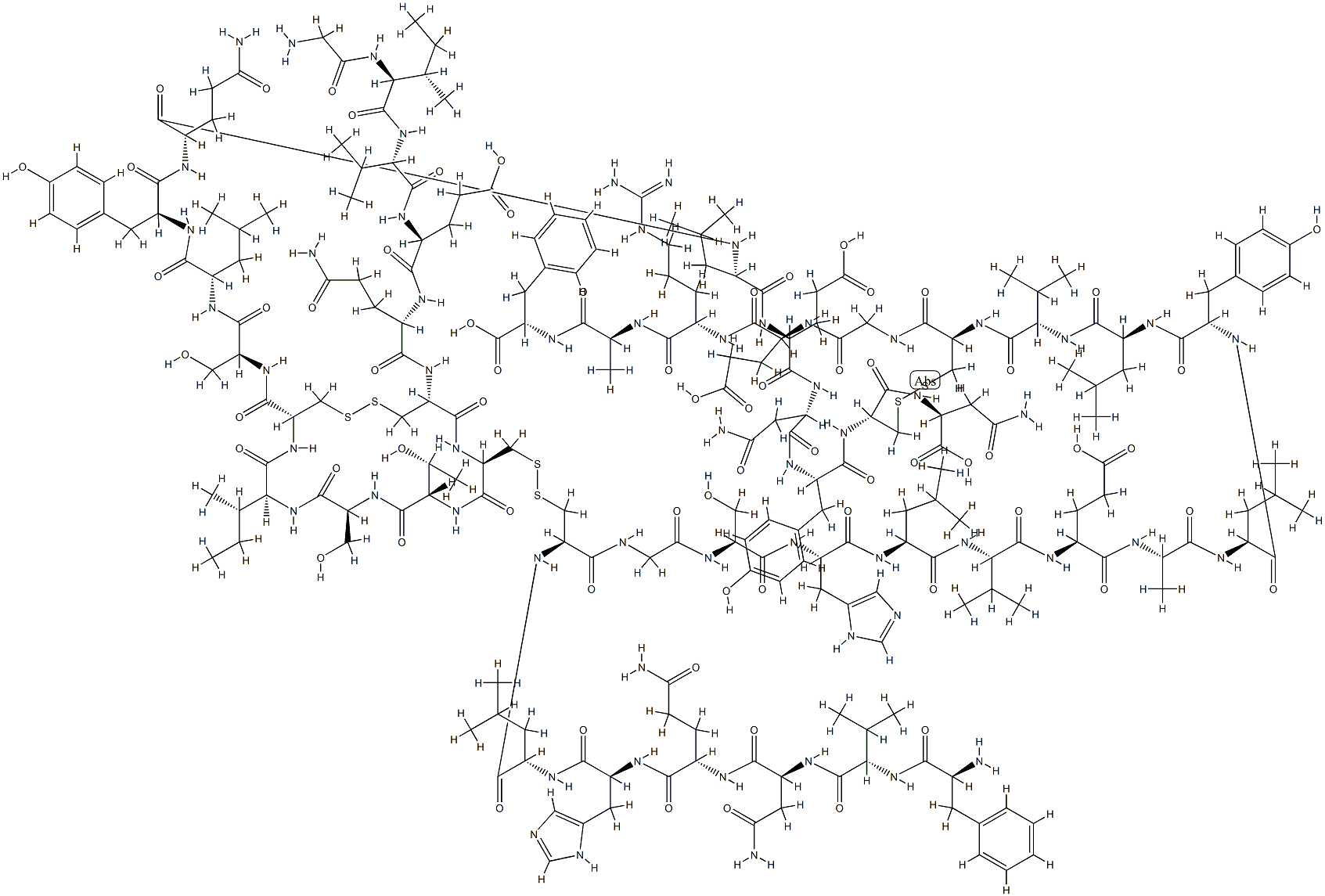 insulin, des(hexapeptide)(B25-30)-Ala(B23)- Structure