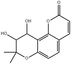 9,10-ジヒドロ-9,10-ジヒドロキシ-8,8-ジメチル-2H,8H-ベンゾ[1,2-b:3,4-b']ジピラン-2-オン 化学構造式