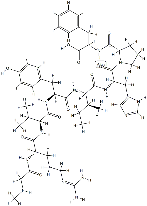 Sar-Arg-Val-Tyr-Ile-His-Pro-Phe-OH, 51833-69-3, 结构式