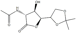 2-Acetylamino-2-deoxy-5-O,6-O-isopropylidene-D-gluconic acid γ-lactone Struktur