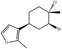 3-[(1S)-3α-Bromo-4β-chloro-4-methylcyclohexan-1-yl]-2-methylfuran 结构式