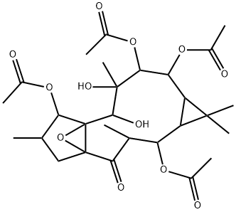 1a,2,3,6,7,8,9,10,11,11a-Decahydro-2,7,10,11-tetrakis(acetyloxy)-8,9-dihydroxy-1,1,3,6,9-pentamethyl-4a,7a-epoxy-5H-cyclopenta[a]cyclopropa[f]cycloundecen-4(1H)-one 结构式