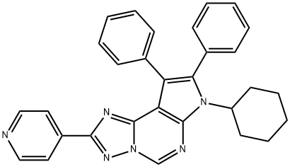 7-cyclohexyl-8,9-diphenyl-2-pyridin-4-yl-7H-pyrrolo[3,2-e][1,2,4]triazolo[1,5-c]pyrimidine 结构式