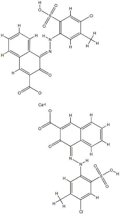 4-[2-(4-氯-5-甲基-2-磺酸苯基)偶氮]-3-羟基-2-萘甲酸钙盐 结构式