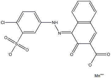 Manganese, 4-[(4-chloro-3-sulfophenyl)azo]-3-hydroxy-2-naphthalenecarboxylic acid complex Struktur