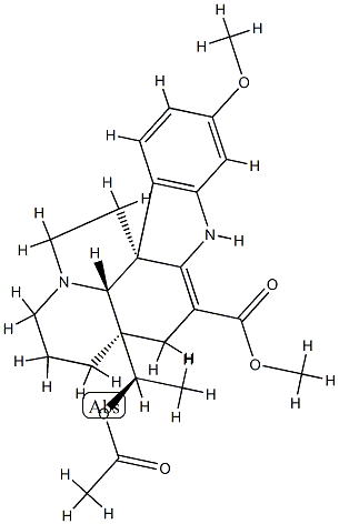 (5α,12R,19α,20R)-20-Acetoxy-2,3-didehydro-16-methoxyaspidospermidine-3-carboxylic acid methyl ester Struktur