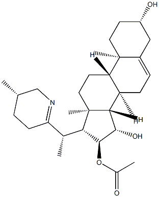 (16S)-16-Acetyloxy-16,28-secosolanida-5,22(28)-diene-3β,15β-diol Struktur