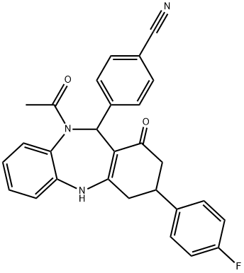 4-[10-acetyl-3-(4-fluorophenyl)-1-oxo-2,3,4,5,10,11-hexahydro-1H-dibenzo[b,e][1,4]diazepin-11-yl]benzonitrile|